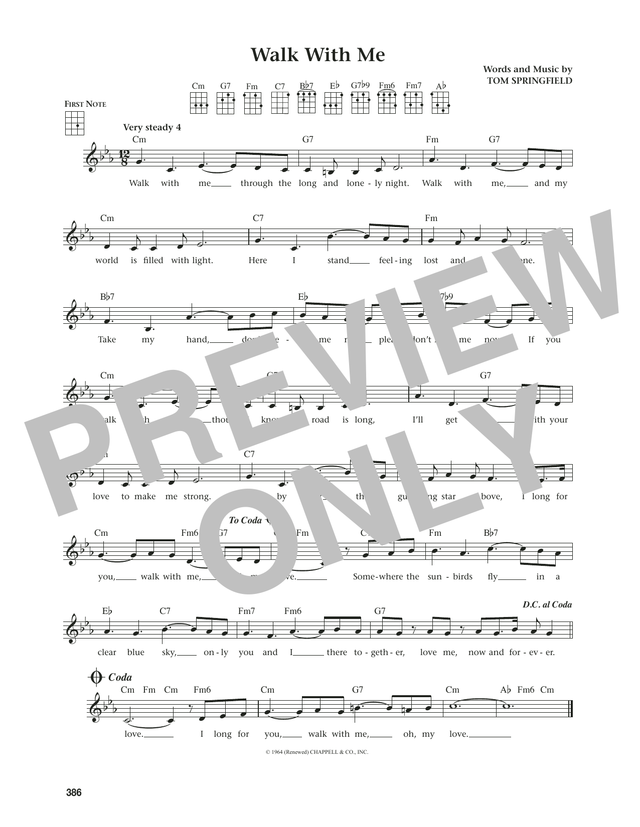 Tom Springfield Walk With Me (from The Daily Ukulele) (arr. Jim Beloff) sheet music notes and chords arranged for Ukulele