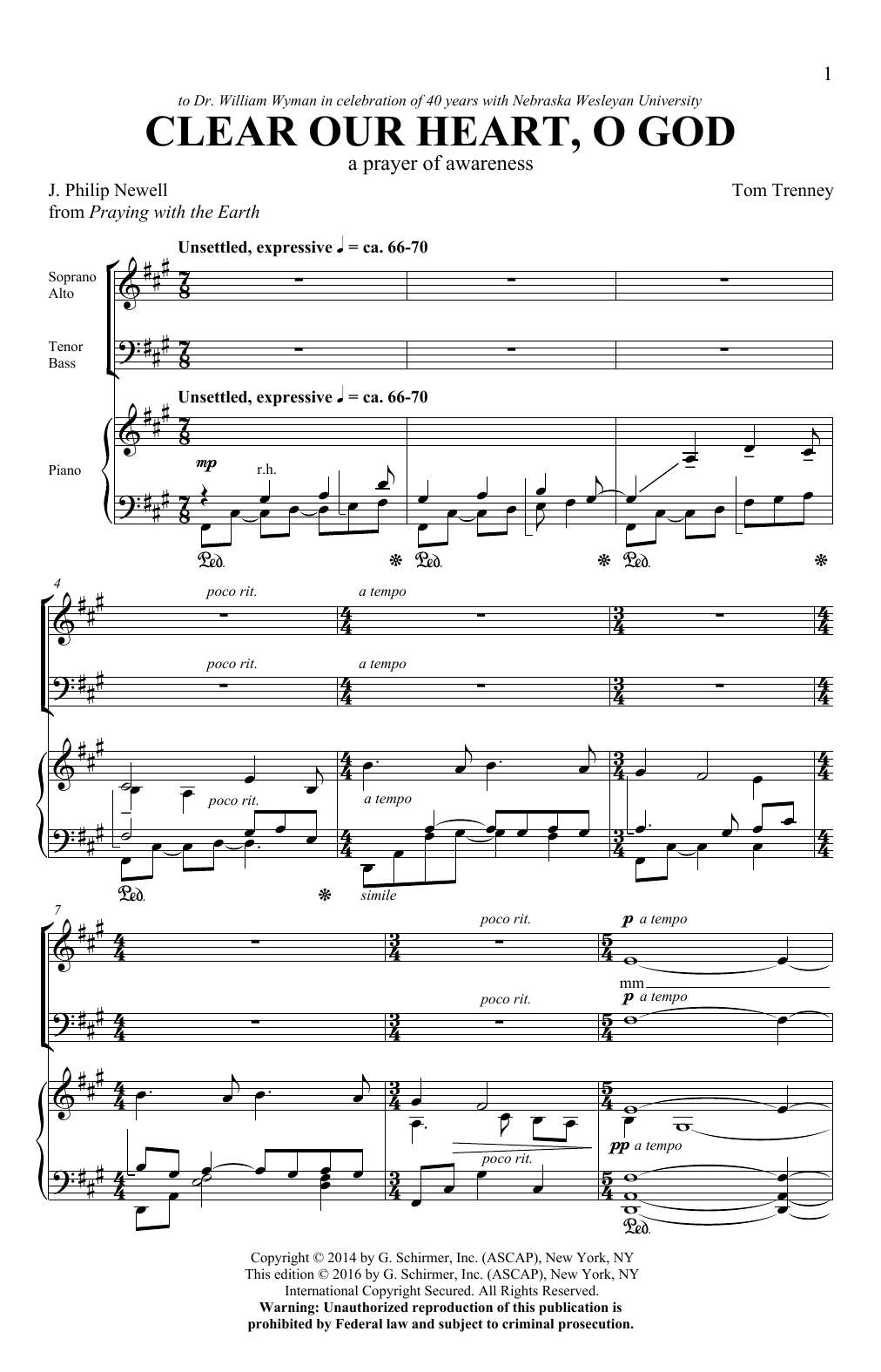 Tom Trenney Clear Our Heart, O God sheet music notes and chords arranged for SATB Choir