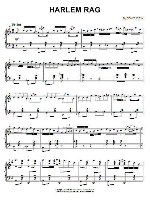Tom Turpin Harlem Rag sheet music notes and chords arranged for Piano Solo