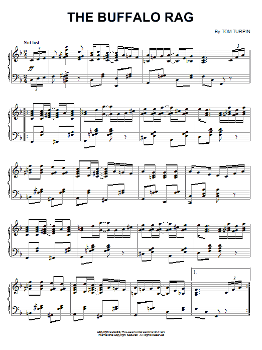 Tom Turpin The Buffalo Rag sheet music notes and chords arranged for Piano Solo