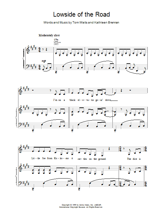 Tom Waits Lowside of the Road sheet music notes and chords arranged for Piano, Vocal & Guitar Chords