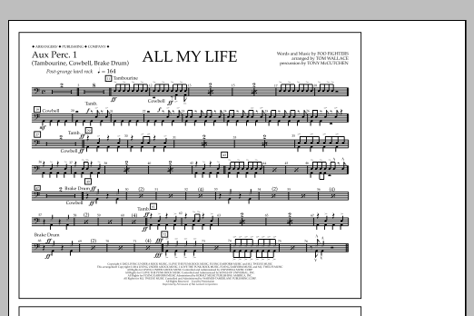 Tom Wallace All My Life - Aux. Perc. 1 sheet music notes and chords arranged for Marching Band