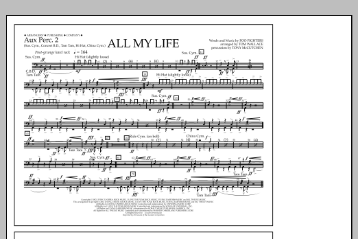 Tom Wallace All My Life - Aux. Perc. 2 sheet music notes and chords arranged for Marching Band