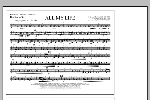 Tom Wallace All My Life - Baritone Sax sheet music notes and chords arranged for Marching Band