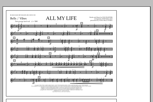 Tom Wallace All My Life - Bells/Vibes sheet music notes and chords arranged for Marching Band