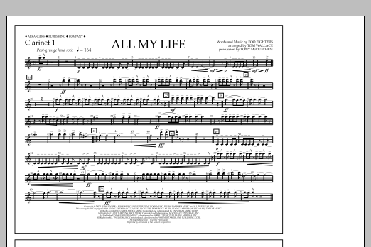 Tom Wallace All My Life - Clarinet 1 sheet music notes and chords arranged for Marching Band