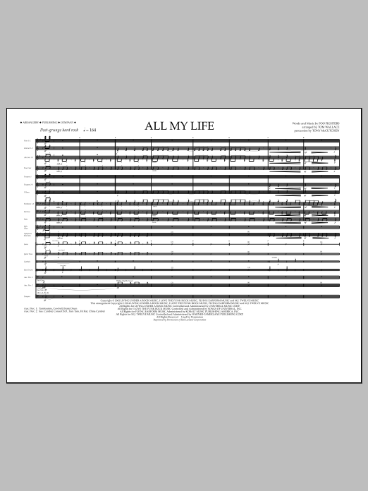 Tom Wallace All My Life - Full Score sheet music notes and chords arranged for Marching Band