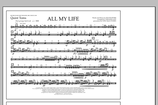Tom Wallace All My Life - Quint-Toms sheet music notes and chords arranged for Marching Band