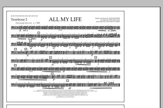 Tom Wallace All My Life - Trombone 2 sheet music notes and chords arranged for Marching Band