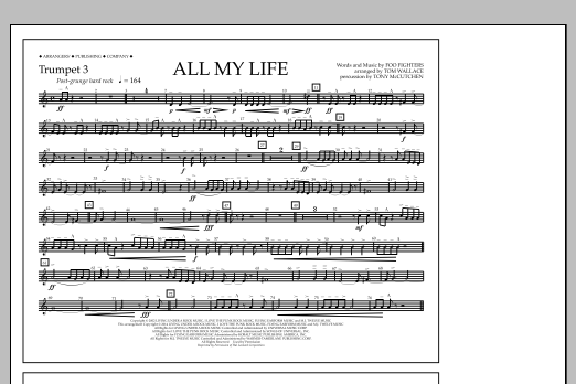 Tom Wallace All My Life - Trumpet 3 sheet music notes and chords arranged for Marching Band