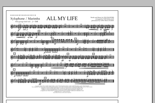 Tom Wallace All My Life - Xylophone/Marimba sheet music notes and chords arranged for Marching Band