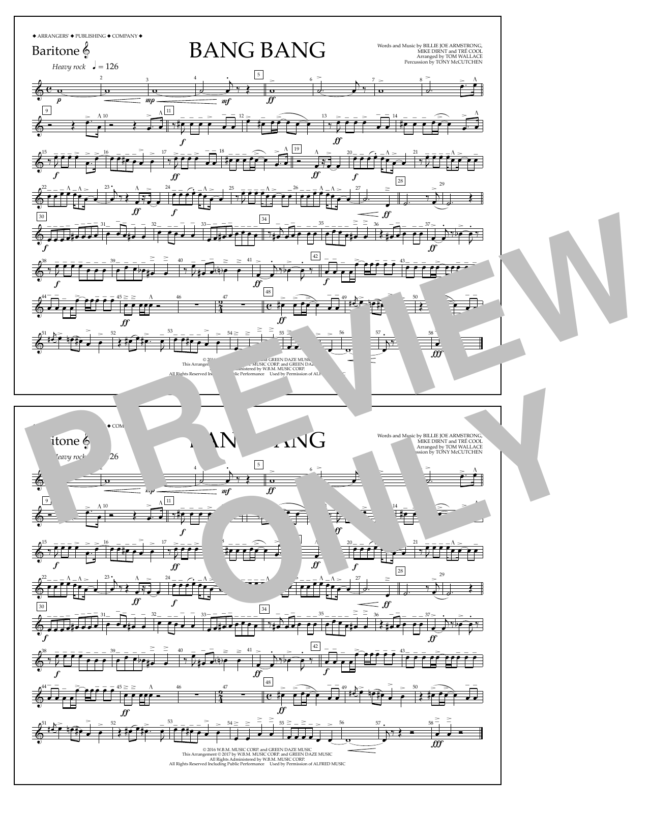 Tom Wallace Bang Bang - Baritone T.C. sheet music notes and chords arranged for Marching Band