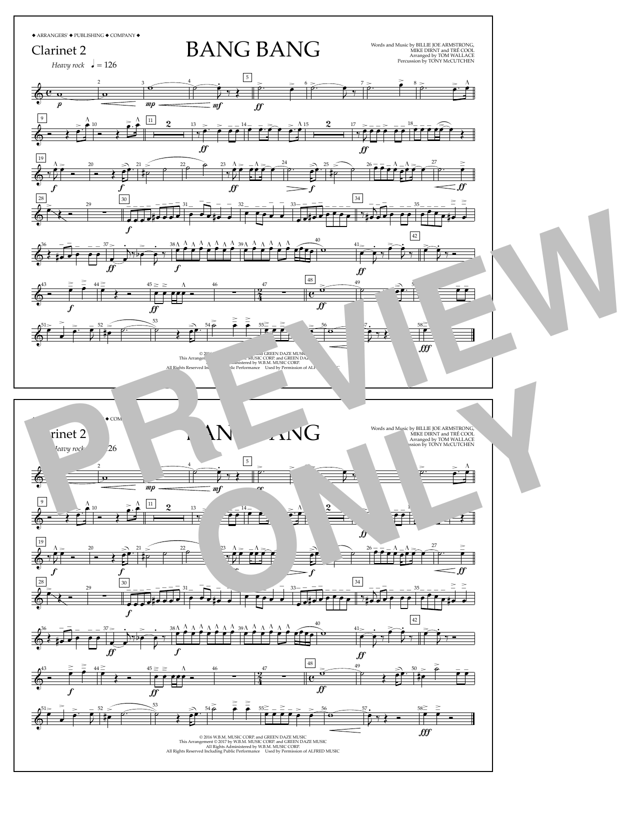 Tom Wallace Bang Bang - Clarinet 2 sheet music notes and chords arranged for Marching Band