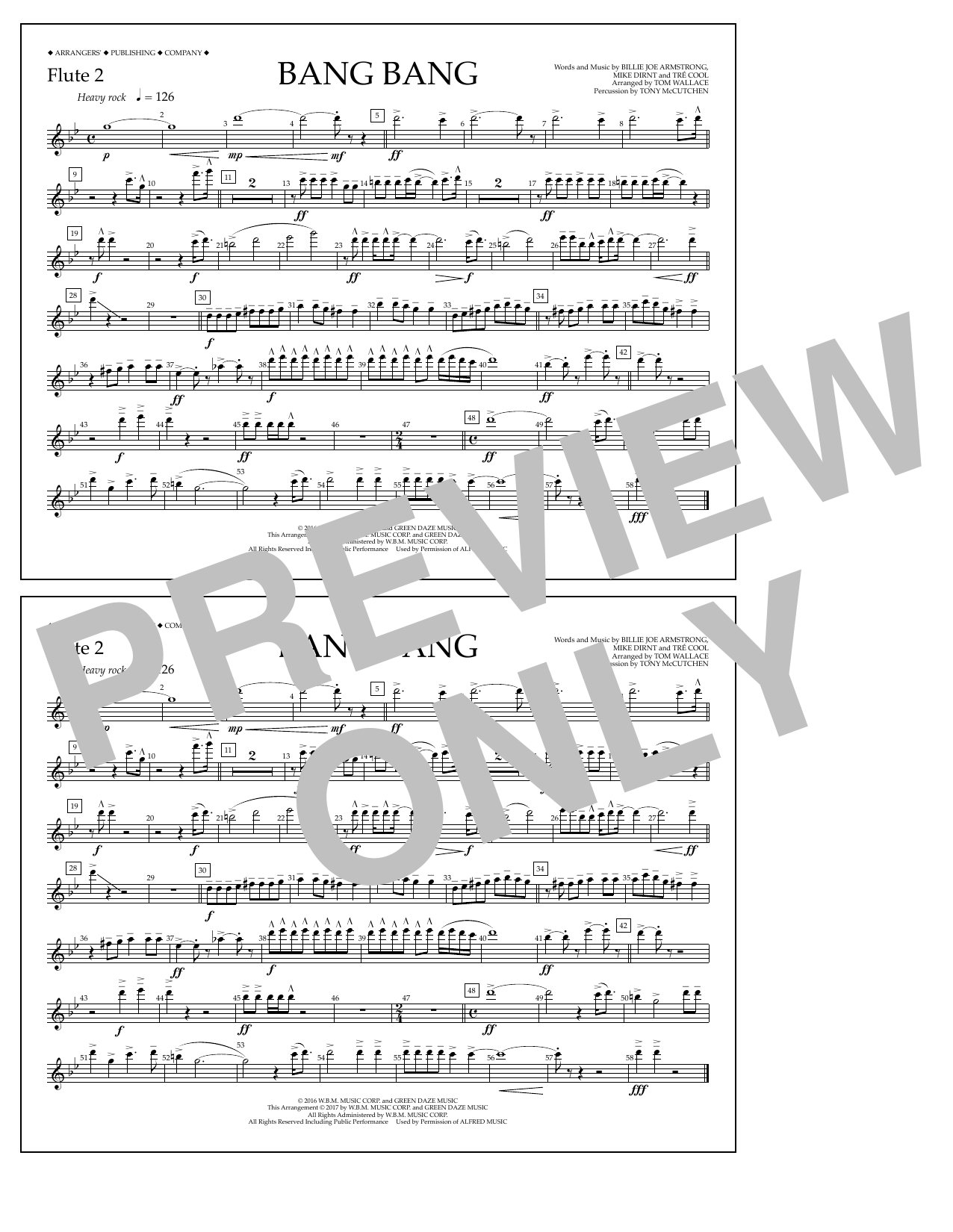 Tom Wallace Bang Bang - Flute 2 sheet music notes and chords arranged for Marching Band