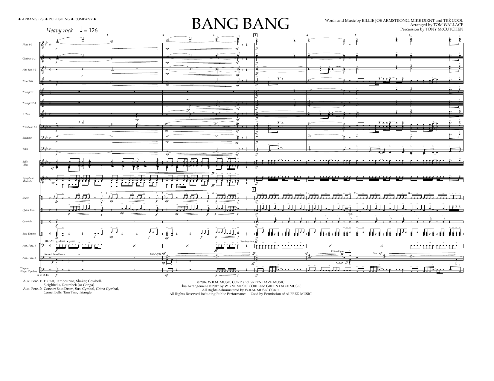 Tom Wallace Bang Bang - Full Score sheet music notes and chords arranged for Marching Band