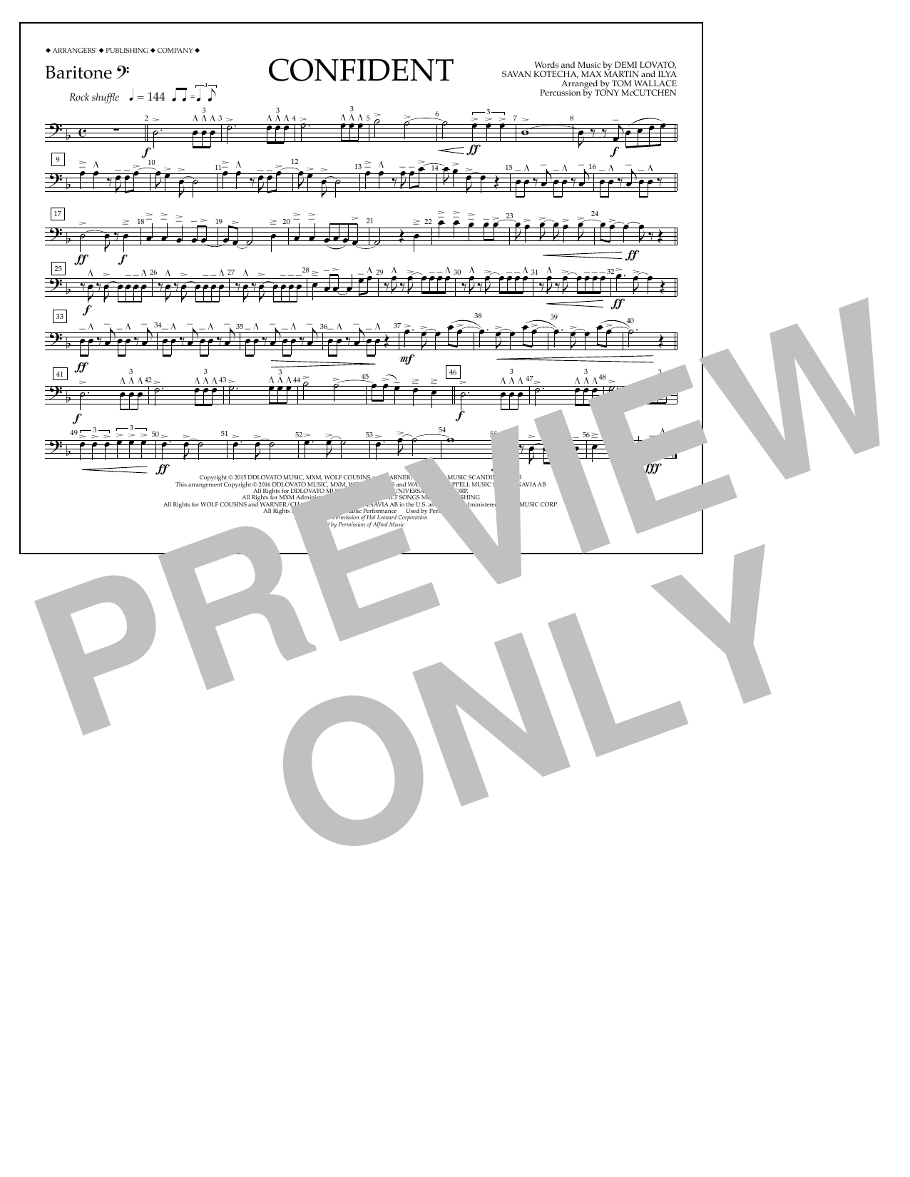 Tom Wallace Confident - Baritone B.C. sheet music notes and chords arranged for Marching Band
