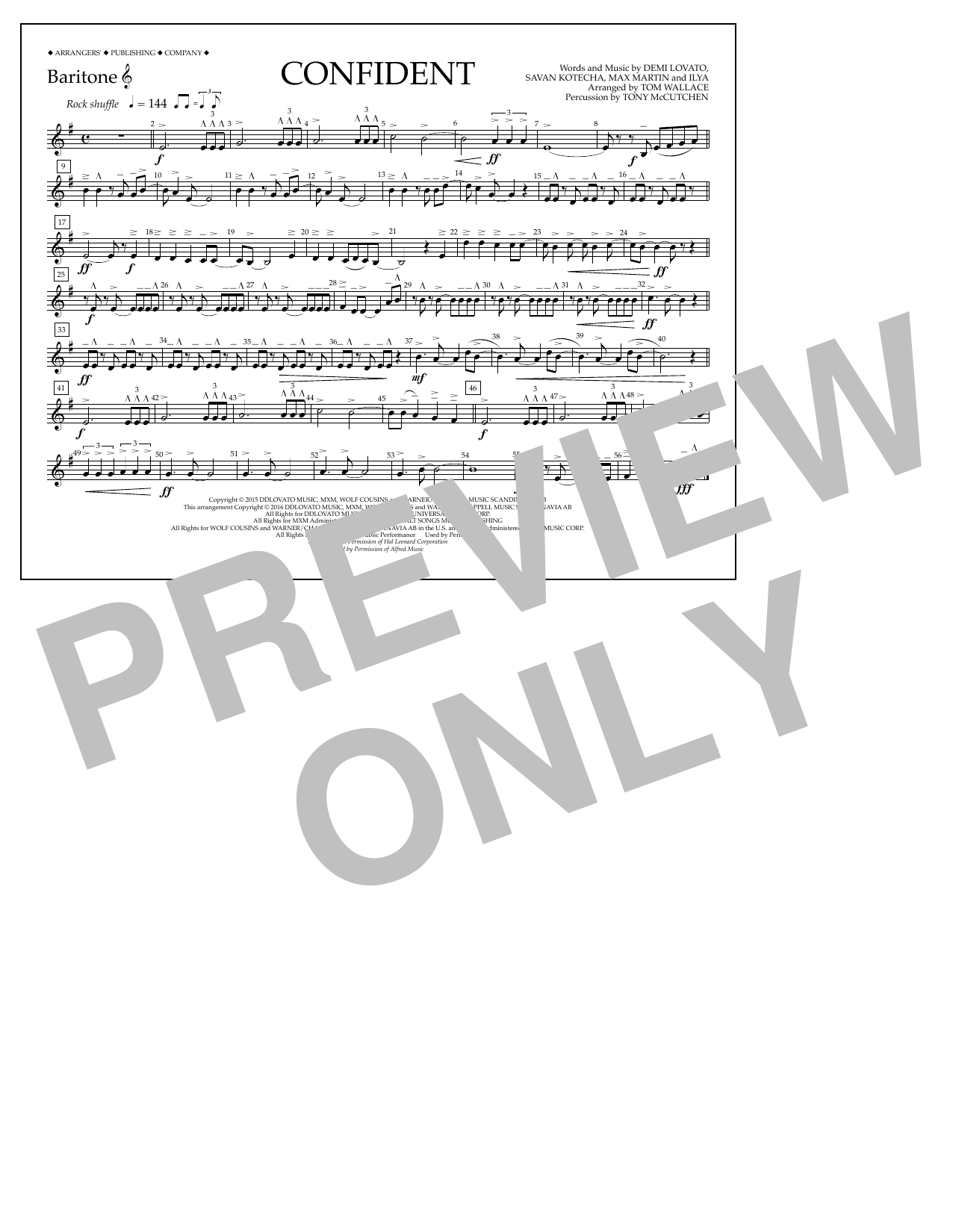 Tom Wallace Confident - Baritone T.C. sheet music notes and chords arranged for Marching Band