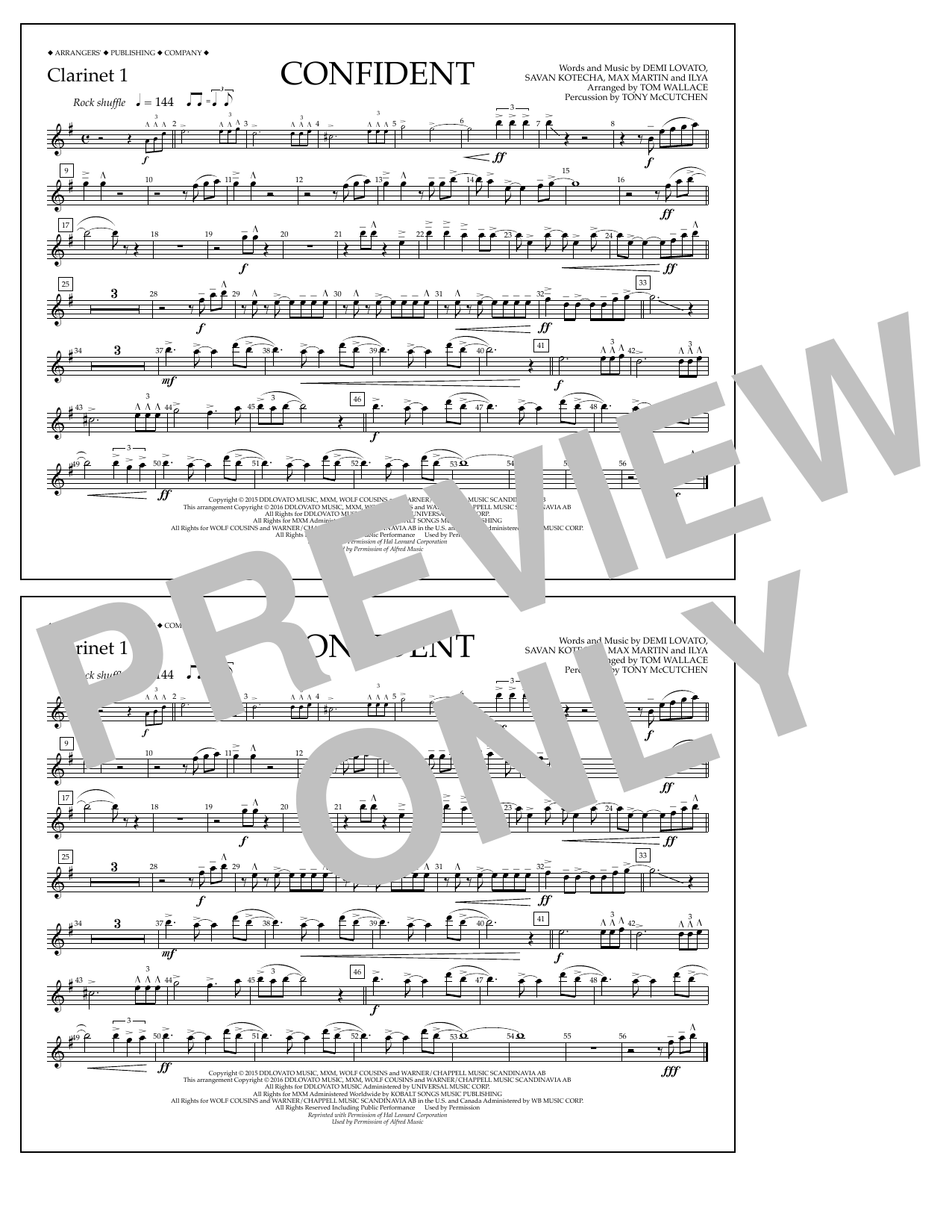 Tom Wallace Confident - Clarinet 1 sheet music notes and chords arranged for Marching Band