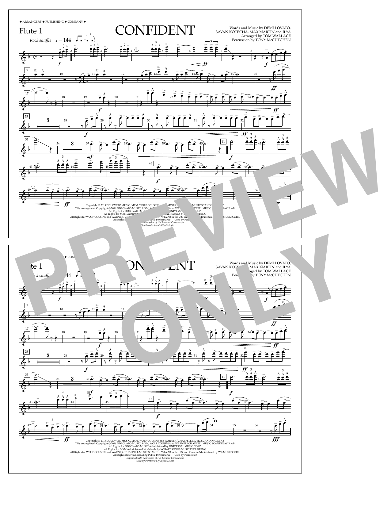 Tom Wallace Confident - Flute 1 sheet music notes and chords arranged for Marching Band