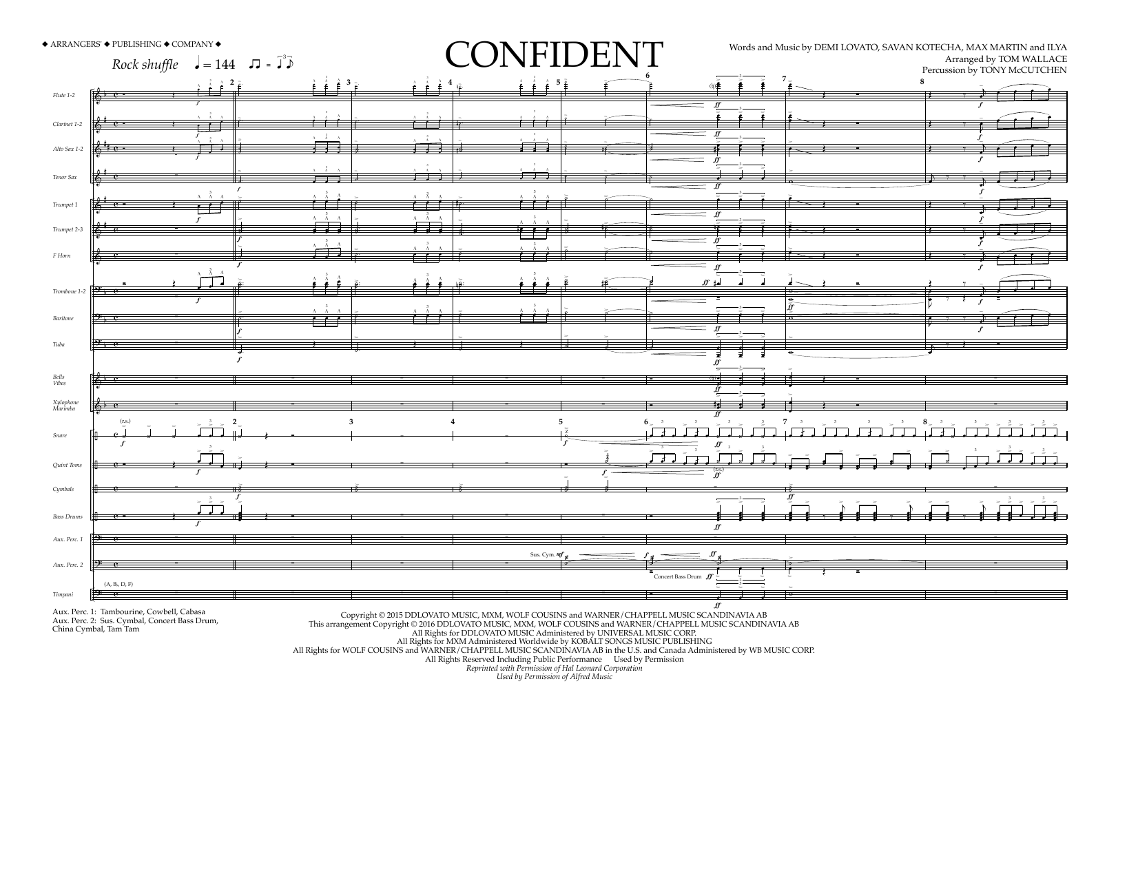 Tom Wallace Confident - Full Score sheet music notes and chords arranged for Marching Band