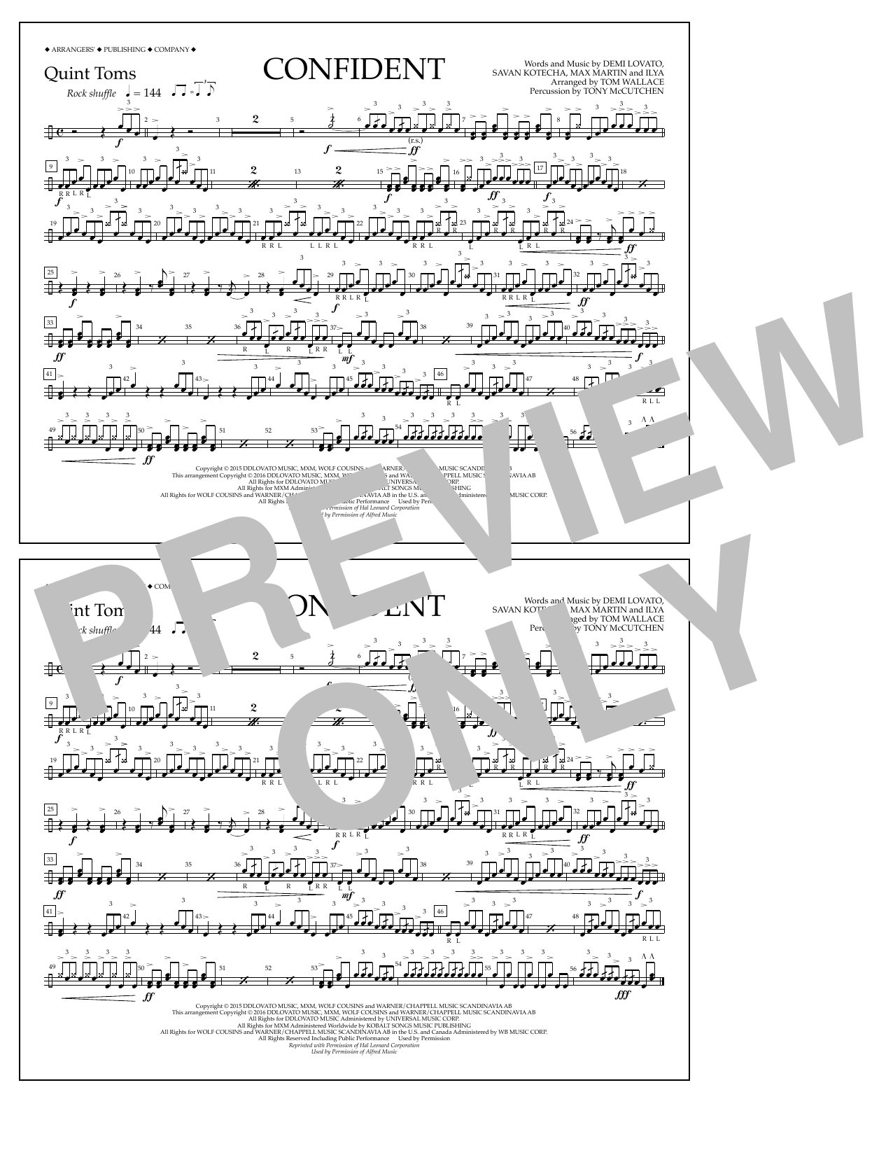 Tom Wallace Confident - Quint-Toms sheet music notes and chords arranged for Marching Band
