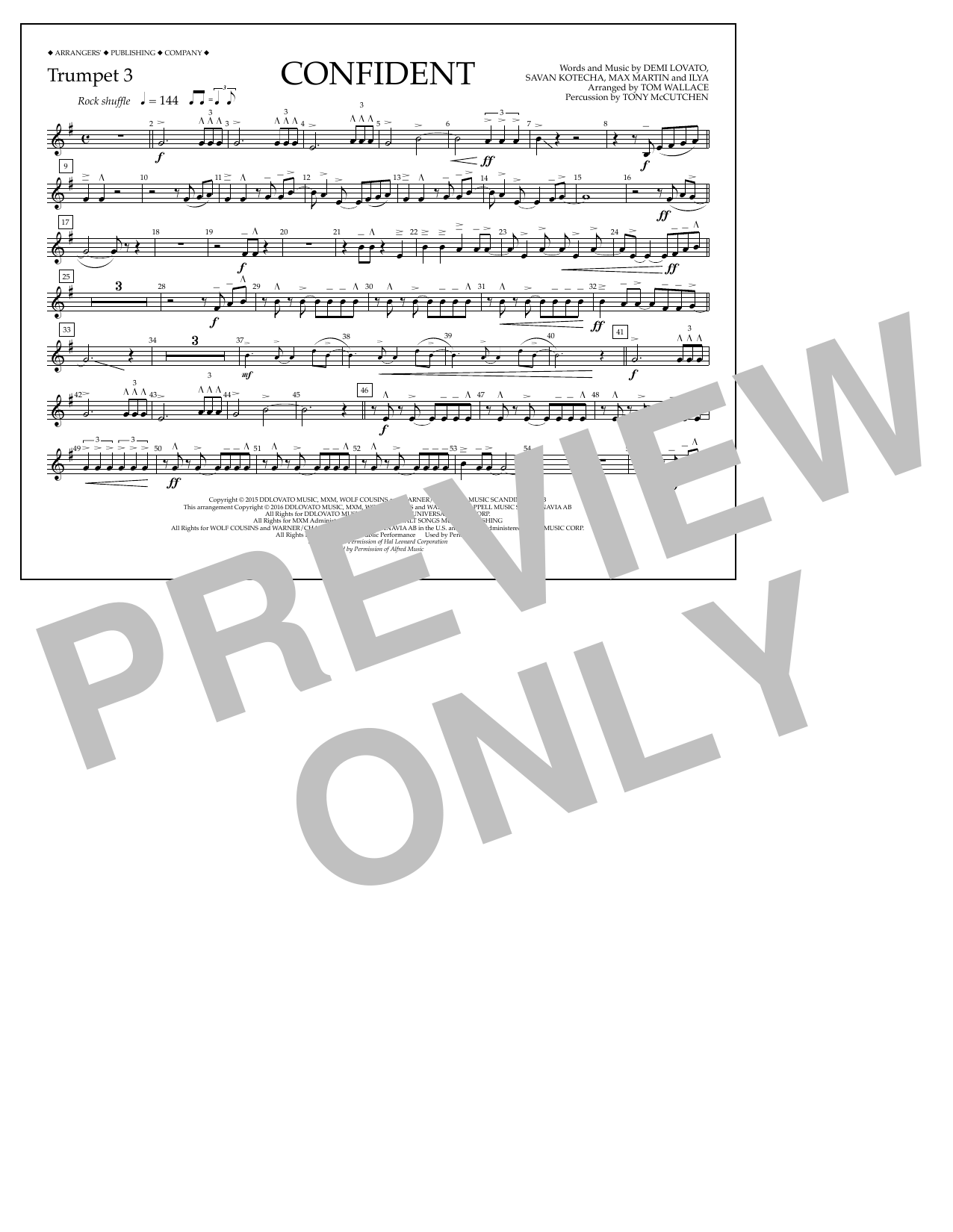 Tom Wallace Confident - Trumpet 3 sheet music notes and chords arranged for Marching Band