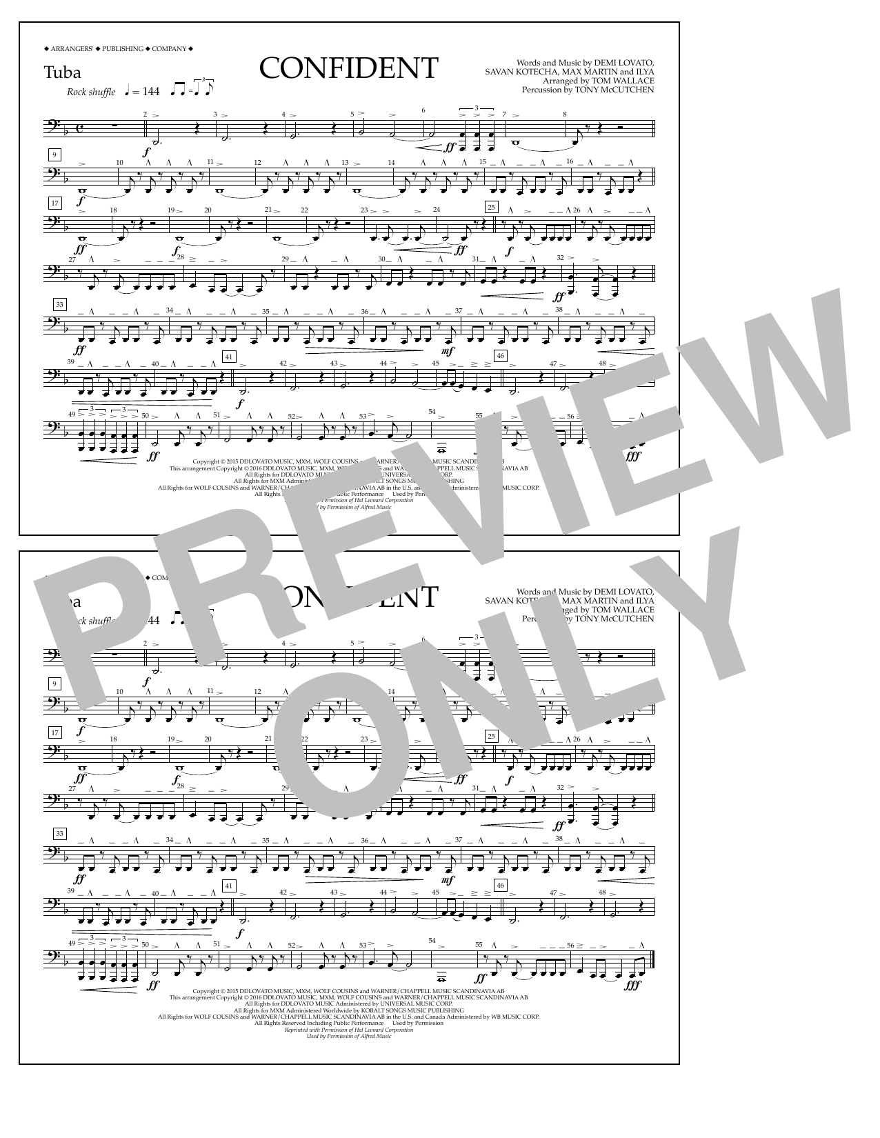 Tom Wallace Confident - Tuba sheet music notes and chords arranged for Marching Band