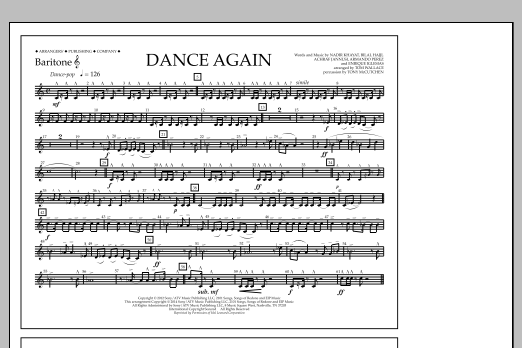 Tom Wallace Dance Again - Baritone T.C. sheet music notes and chords arranged for Marching Band