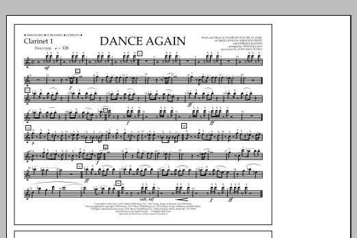 Tom Wallace Dance Again - Clarinet 1 sheet music notes and chords arranged for Marching Band