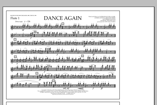 Tom Wallace Dance Again - Flute 1 sheet music notes and chords arranged for Marching Band