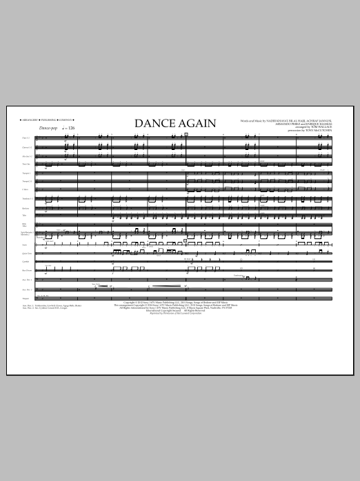 Tom Wallace Dance Again - Full Score sheet music notes and chords arranged for Marching Band