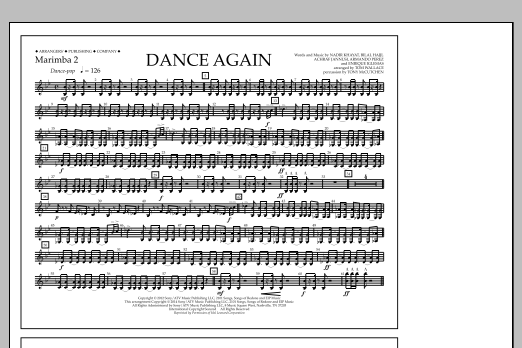 Tom Wallace Dance Again - Marimba 2 sheet music notes and chords arranged for Marching Band