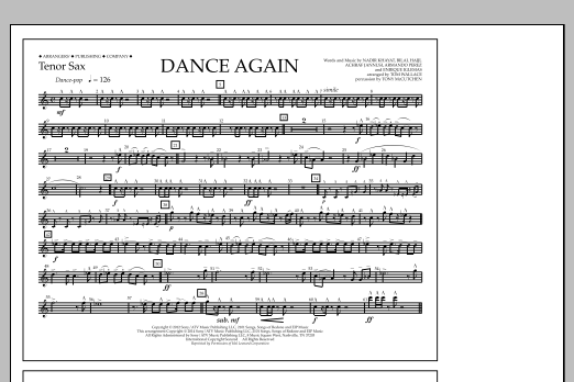 Tom Wallace Dance Again - Tenor Sax sheet music notes and chords arranged for Marching Band