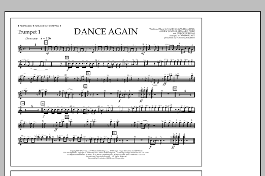 Tom Wallace Dance Again - Trumpet 1 sheet music notes and chords arranged for Marching Band