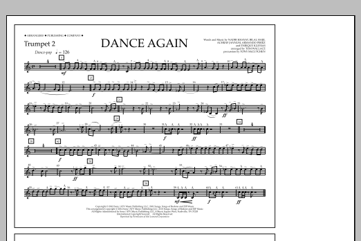 Tom Wallace Dance Again - Trumpet 2 sheet music notes and chords arranged for Marching Band