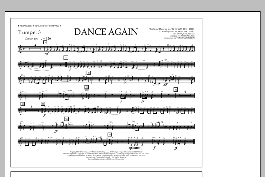 Tom Wallace Dance Again - Trumpet 3 sheet music notes and chords arranged for Marching Band