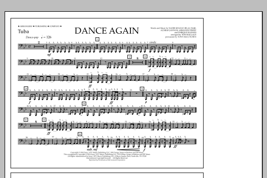 Tom Wallace Dance Again - Tuba sheet music notes and chords arranged for Marching Band