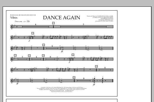 Tom Wallace Dance Again - Vibes sheet music notes and chords arranged for Marching Band