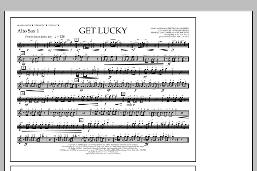Tom Wallace Get Lucky - Alto Sax 1 sheet music notes and chords arranged for Marching Band