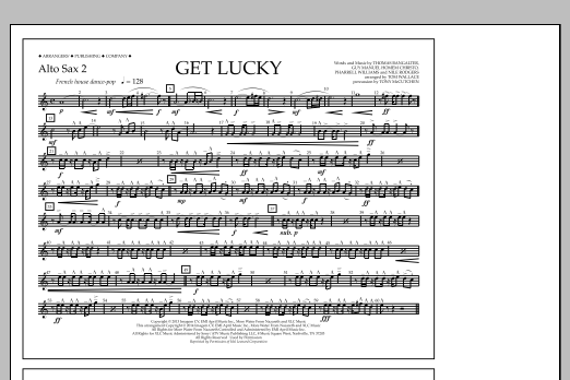 Tom Wallace Get Lucky - Alto Sax 2 sheet music notes and chords arranged for Marching Band
