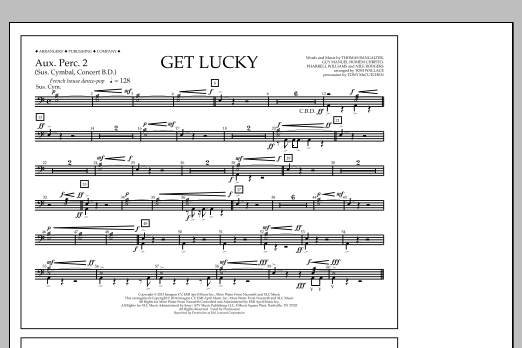 Tom Wallace Get Lucky - Aux. Perc. 2 sheet music notes and chords arranged for Marching Band