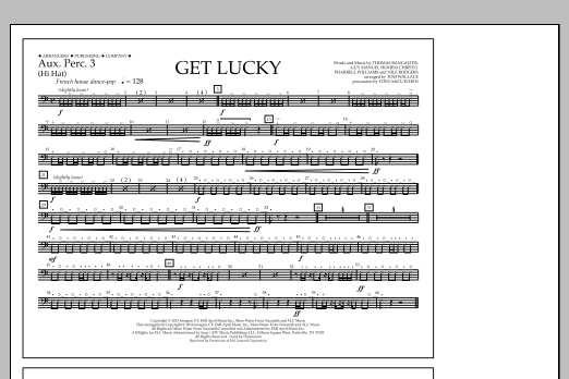 Tom Wallace Get Lucky - Aux. Perc. 3 sheet music notes and chords arranged for Marching Band