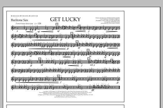 Tom Wallace Get Lucky - Baritone Sax sheet music notes and chords arranged for Marching Band