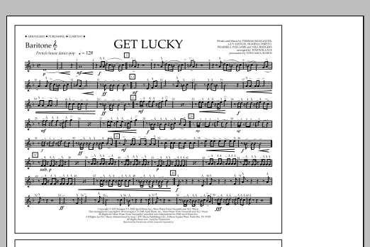 Tom Wallace Get Lucky - Baritone T.C. sheet music notes and chords arranged for Marching Band