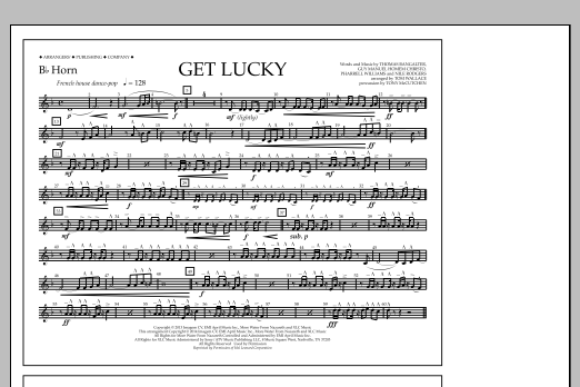 Tom Wallace Get Lucky - Bb Horn sheet music notes and chords arranged for Marching Band
