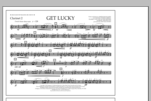 Tom Wallace Get Lucky - Clarinet 2 sheet music notes and chords arranged for Marching Band