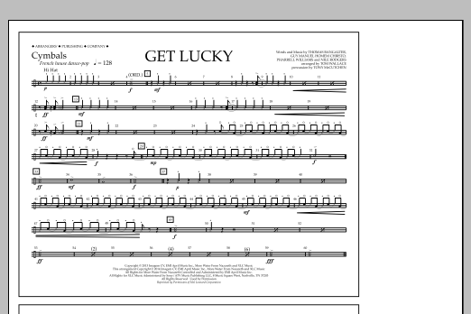 Tom Wallace Get Lucky - Cymbals sheet music notes and chords arranged for Marching Band