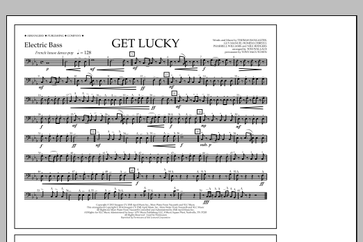Tom Wallace Get Lucky - Electric Bass sheet music notes and chords arranged for Marching Band