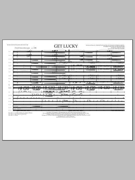 Tom Wallace Get Lucky - Full Score sheet music notes and chords arranged for Marching Band
