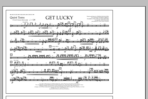 Tom Wallace Get Lucky - Quint-Toms sheet music notes and chords arranged for Marching Band